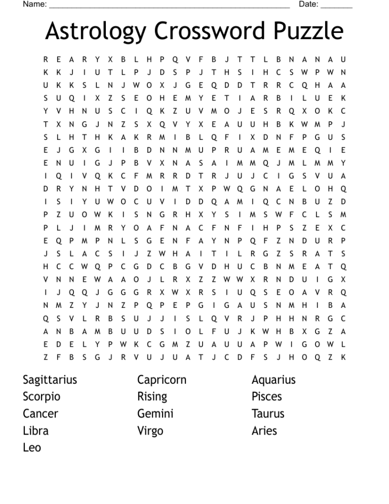 Astrology Crossword New Your Time