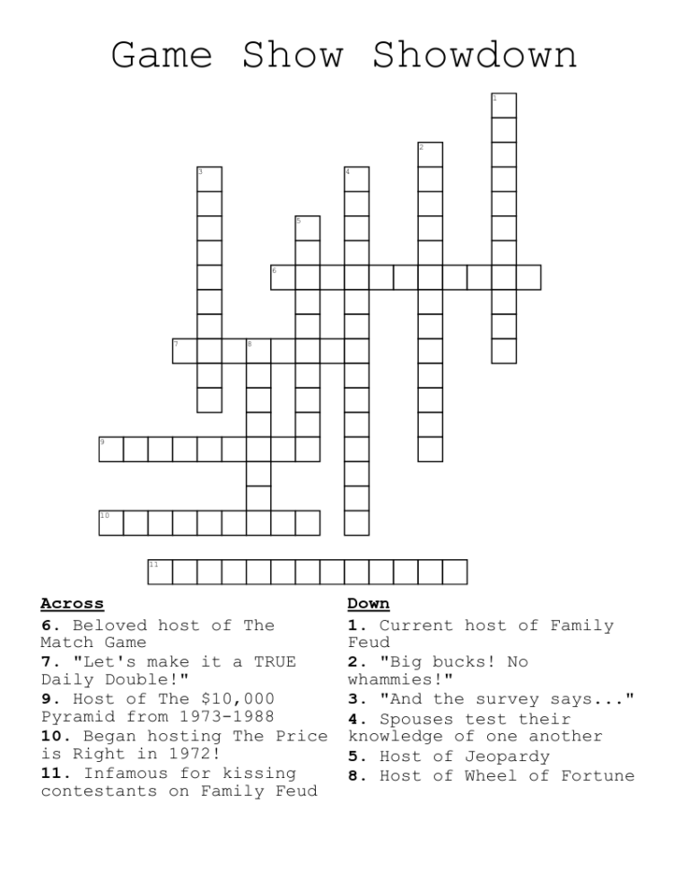 Award Show Host Crossword