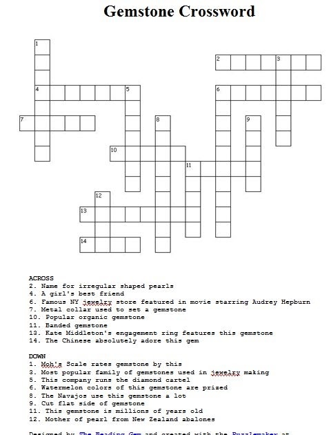 Banded Gemstones Crossword