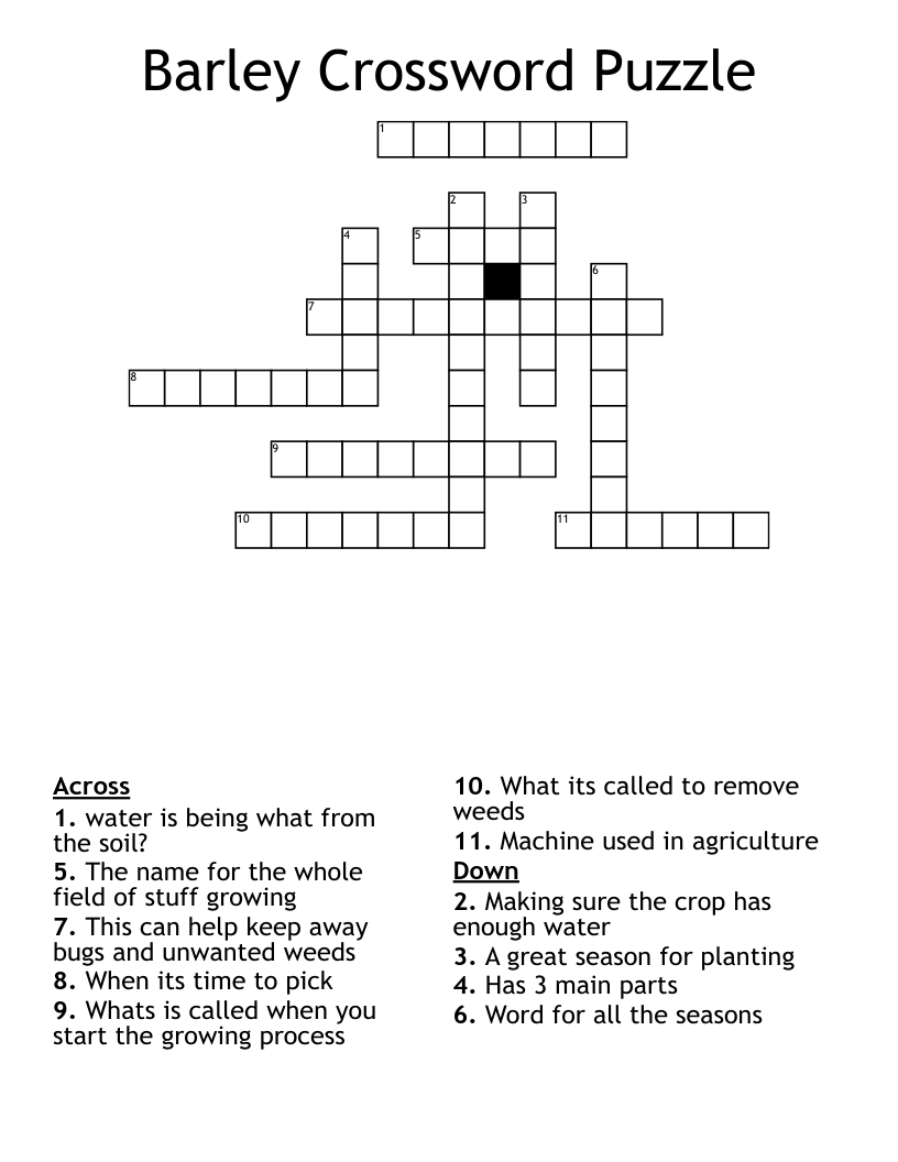 Barley Crossword Puzzle WordMint