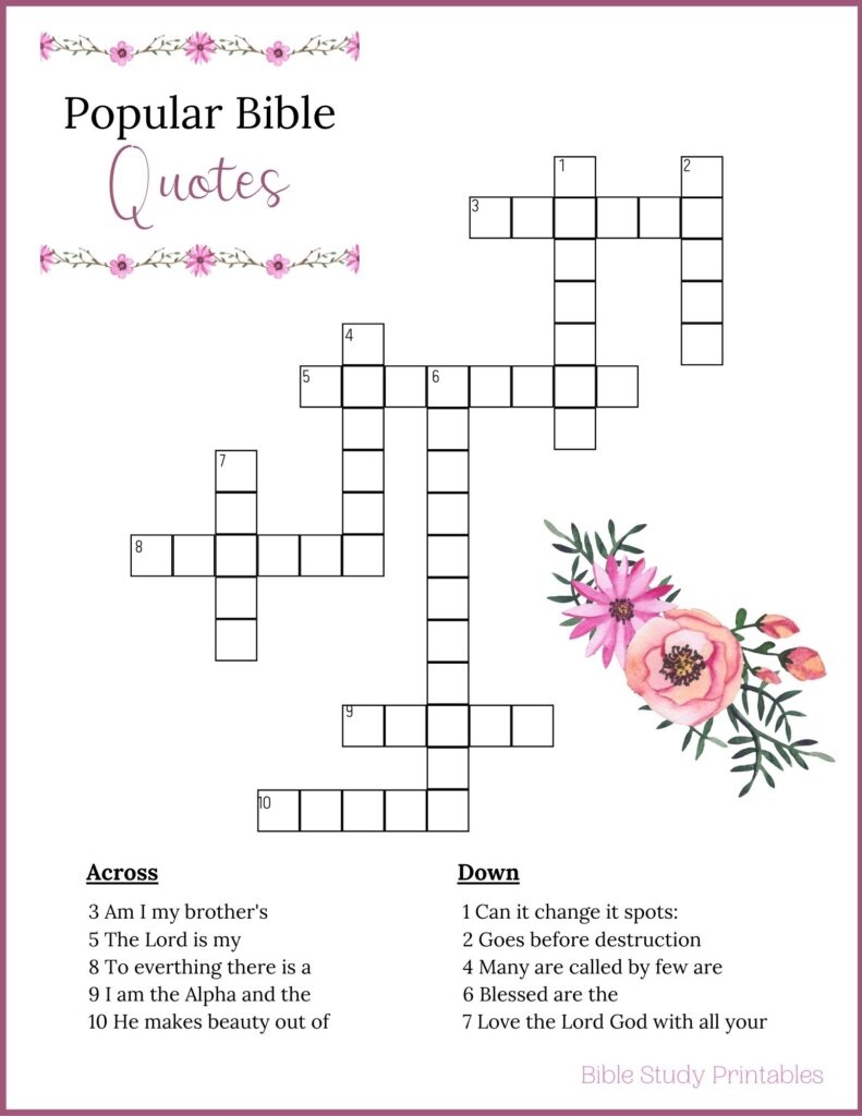 Bible Crossword Puzzles For Learning Scripture