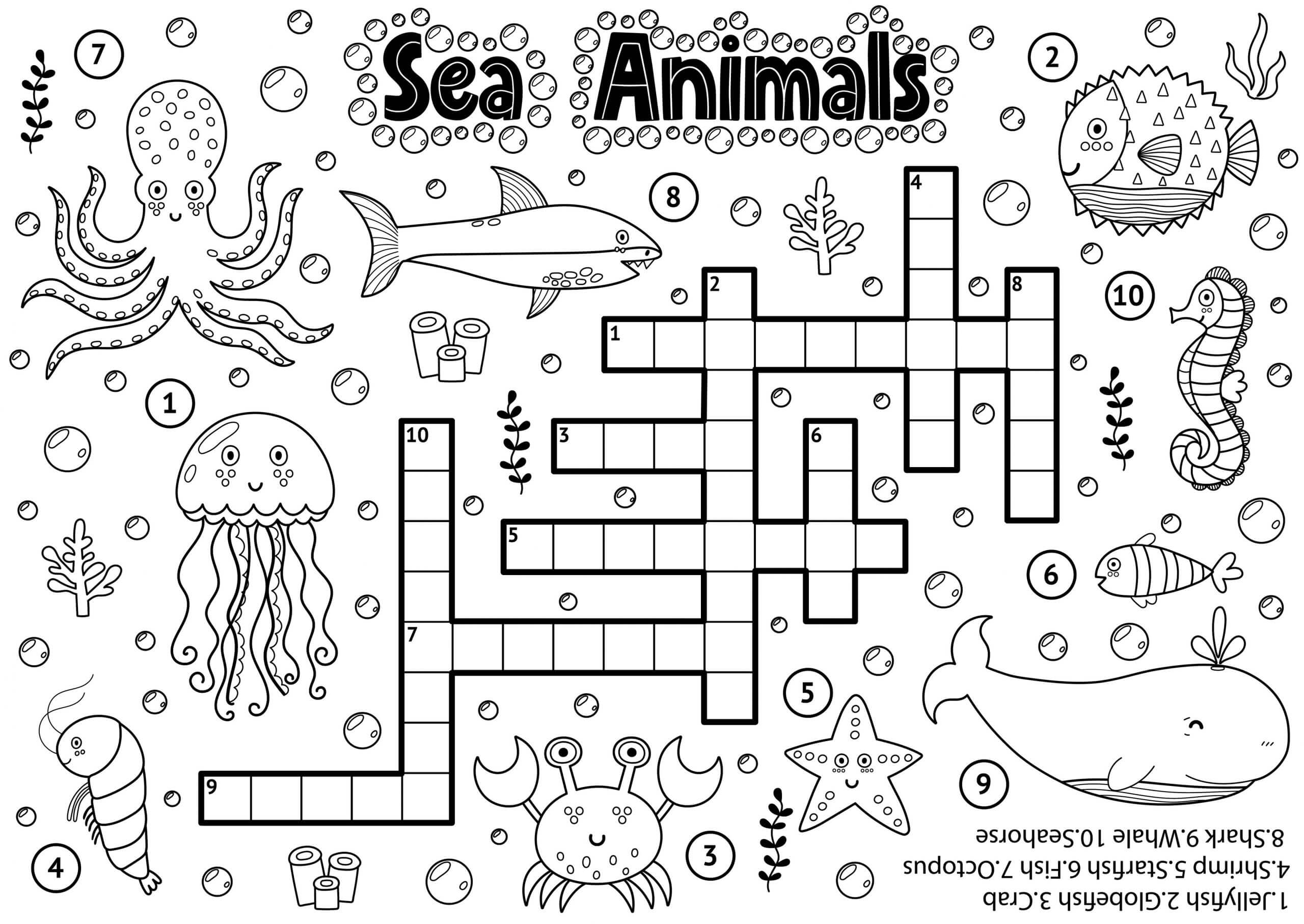 Black And White Crossword With Sea Animals For Coloring Stop Loan Sharks