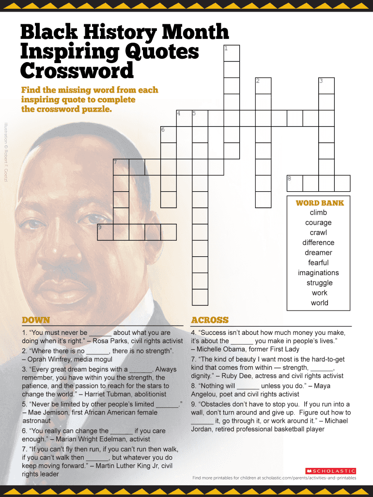 Black History Crossword Puzzles Printable Fill Online Printable 