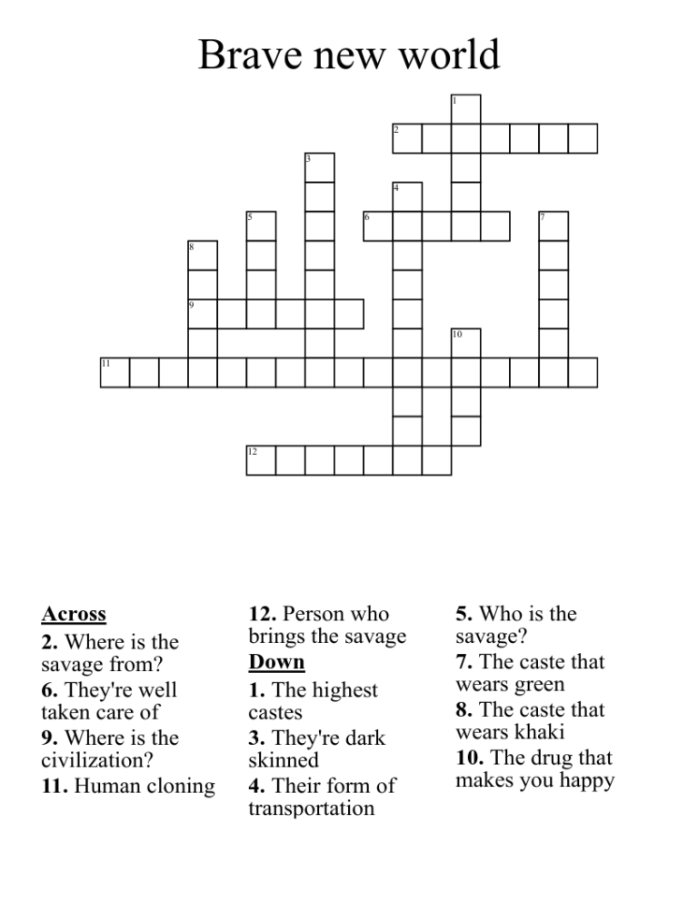 Brave New World Crossword WordMint