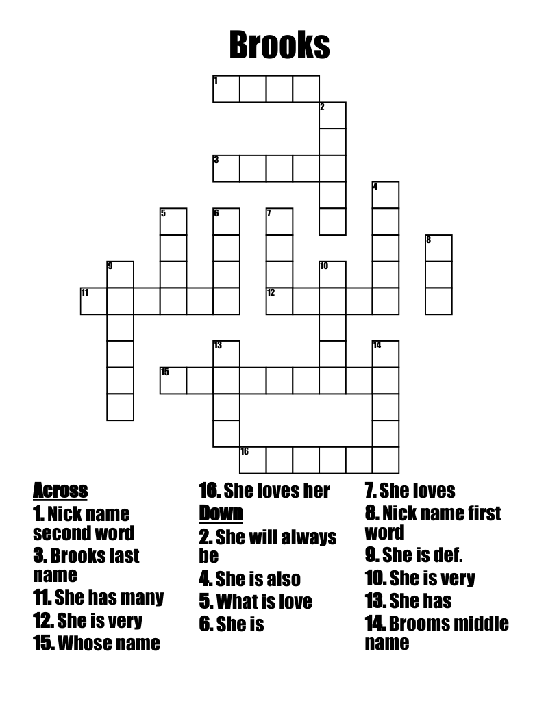 Brooks Crossword WordMint