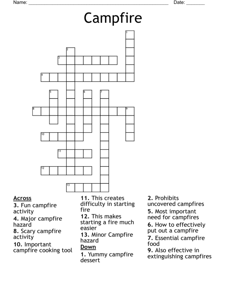 Campfire Crossword WordMint