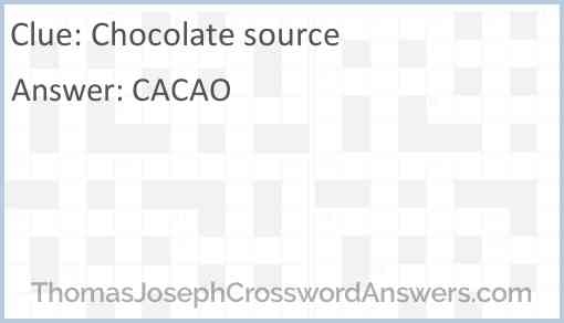 Chocolate Source Crossword Clue ThomasJosephCrosswordAnswers