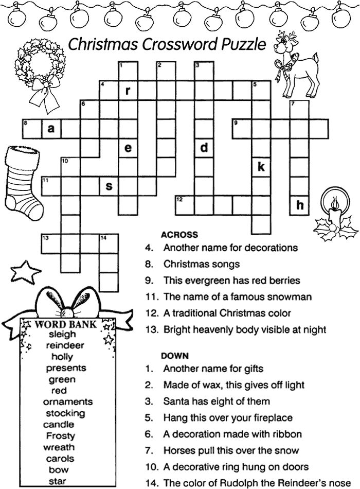 Christmas Joy Crossword Puzzle Answer Key Suggested And Clear