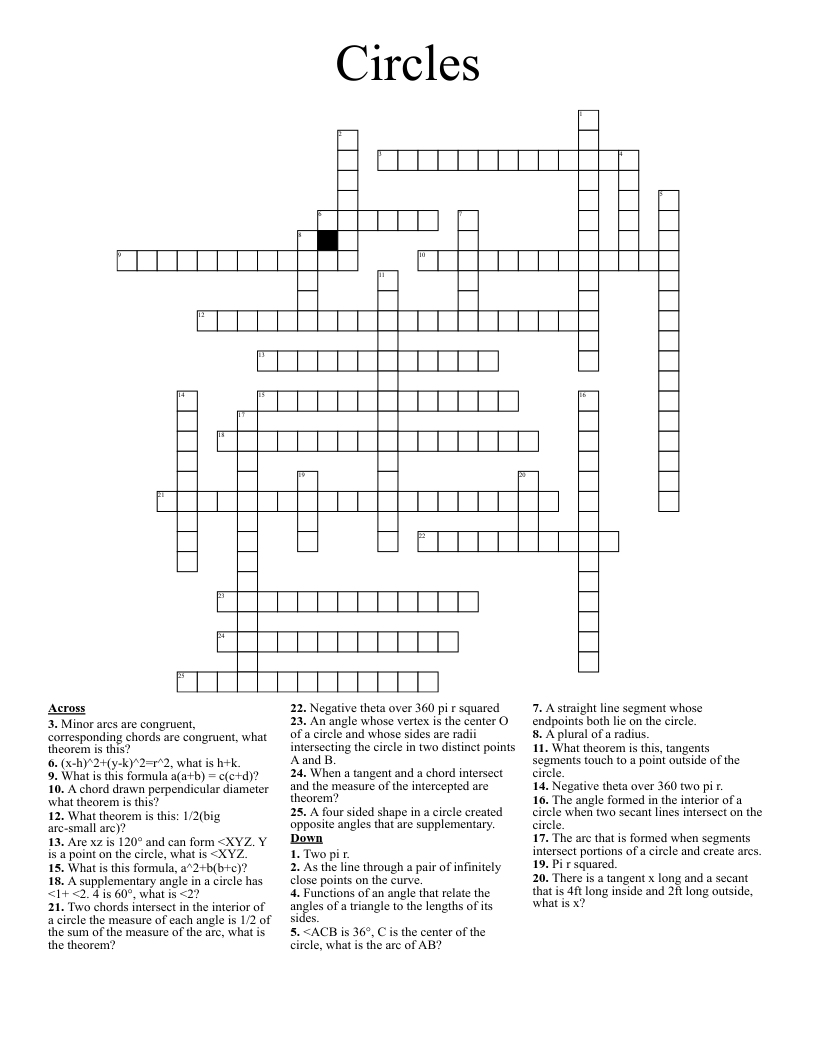 Circles Around Crossword Clue