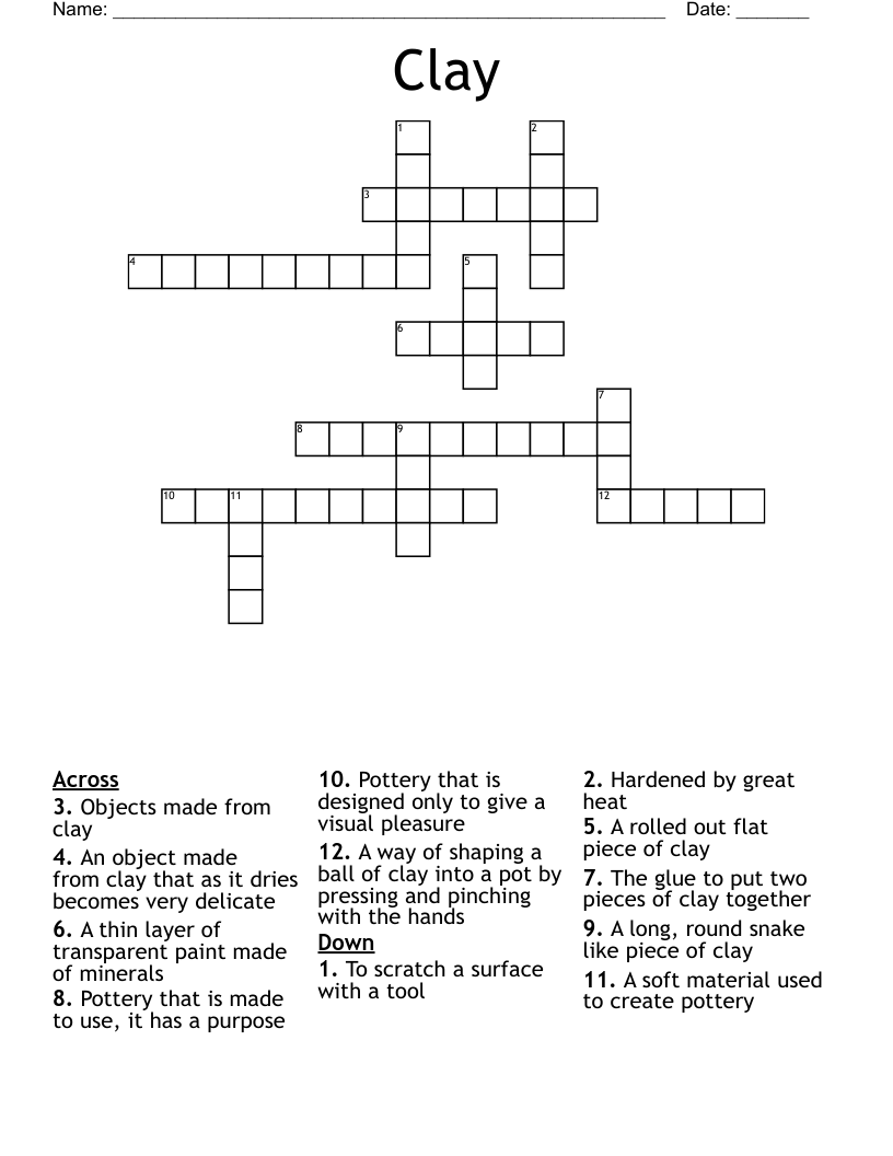 Clay Crossword WordMint