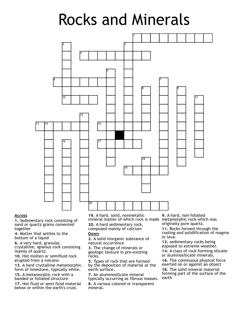 Crossword Clue Dark Volcanic Rock