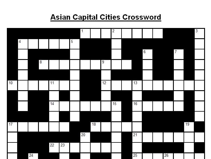 Crossword On Asian Capital Cities Answers Teaching Resources