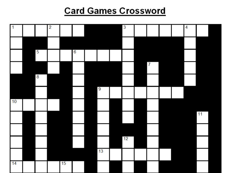 Crossword On Card Games Answers Teaching Resources