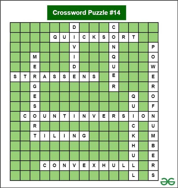 Crossword Puzzle Of The Week 14 for Divide And Conquer Algorithm 