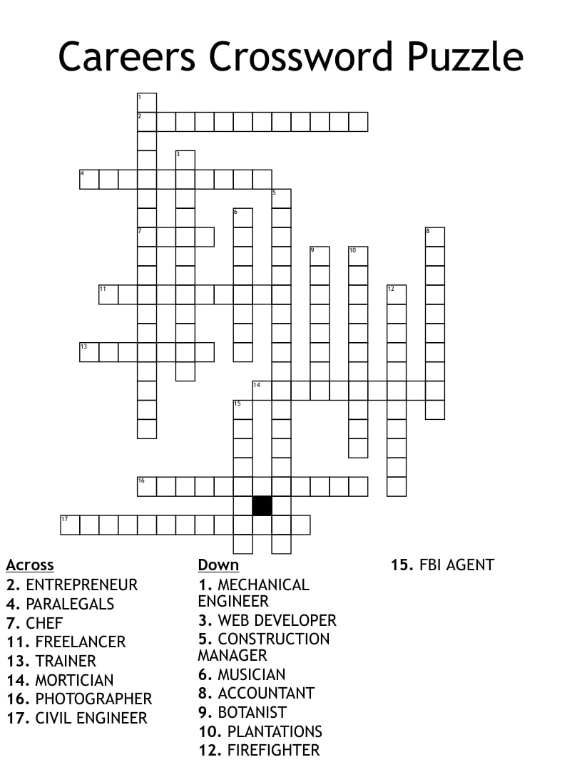 Crossword Puzzle Printable With Answers