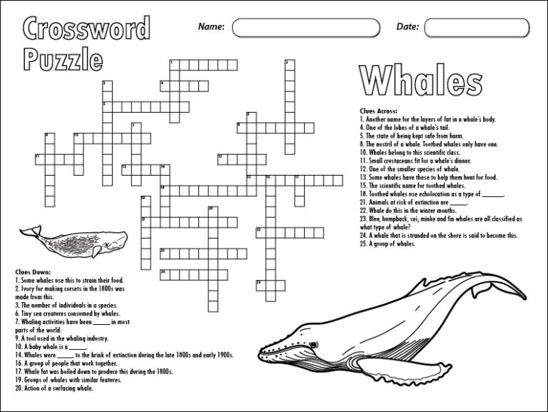 Crossword Whales Worksheet Studyladder Interactive Learning Games