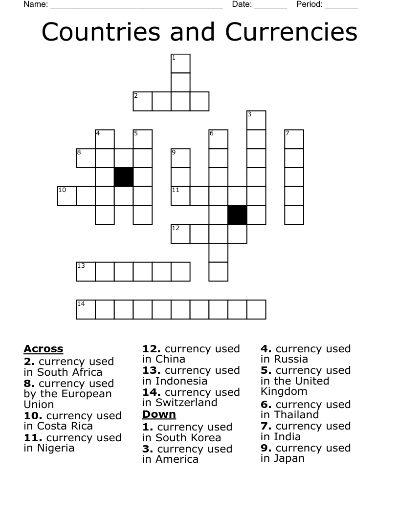 Currency Word Search WordMint