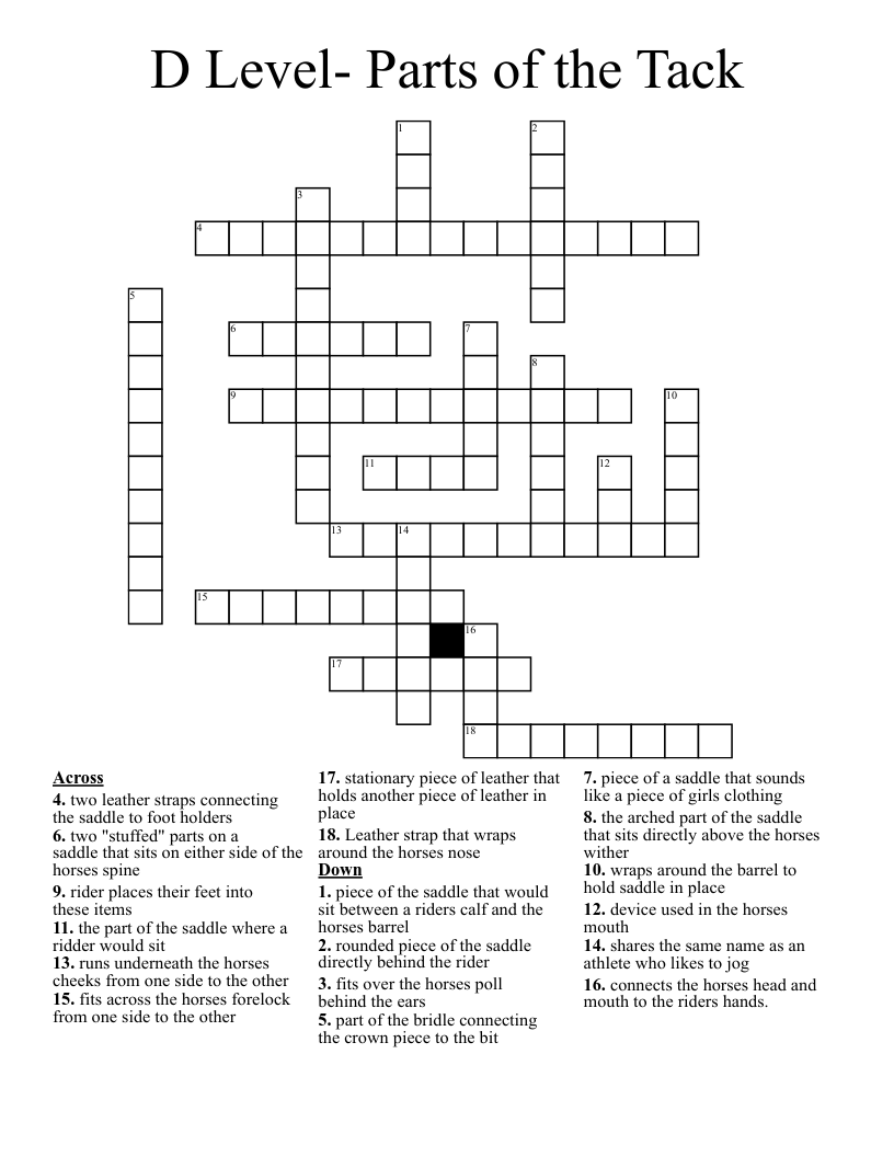D Level Parts Of The Tack Crossword WordMint