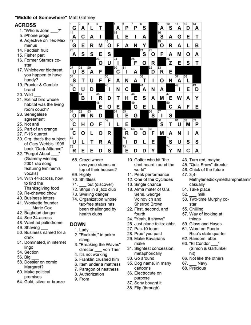 Daily Commuter Crossword Puzzle Answers Printable