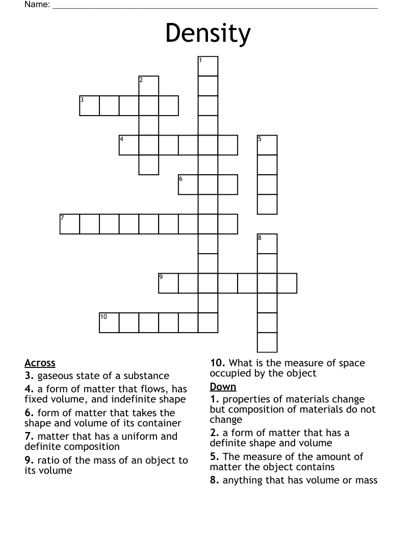 Density Crossword WordMint