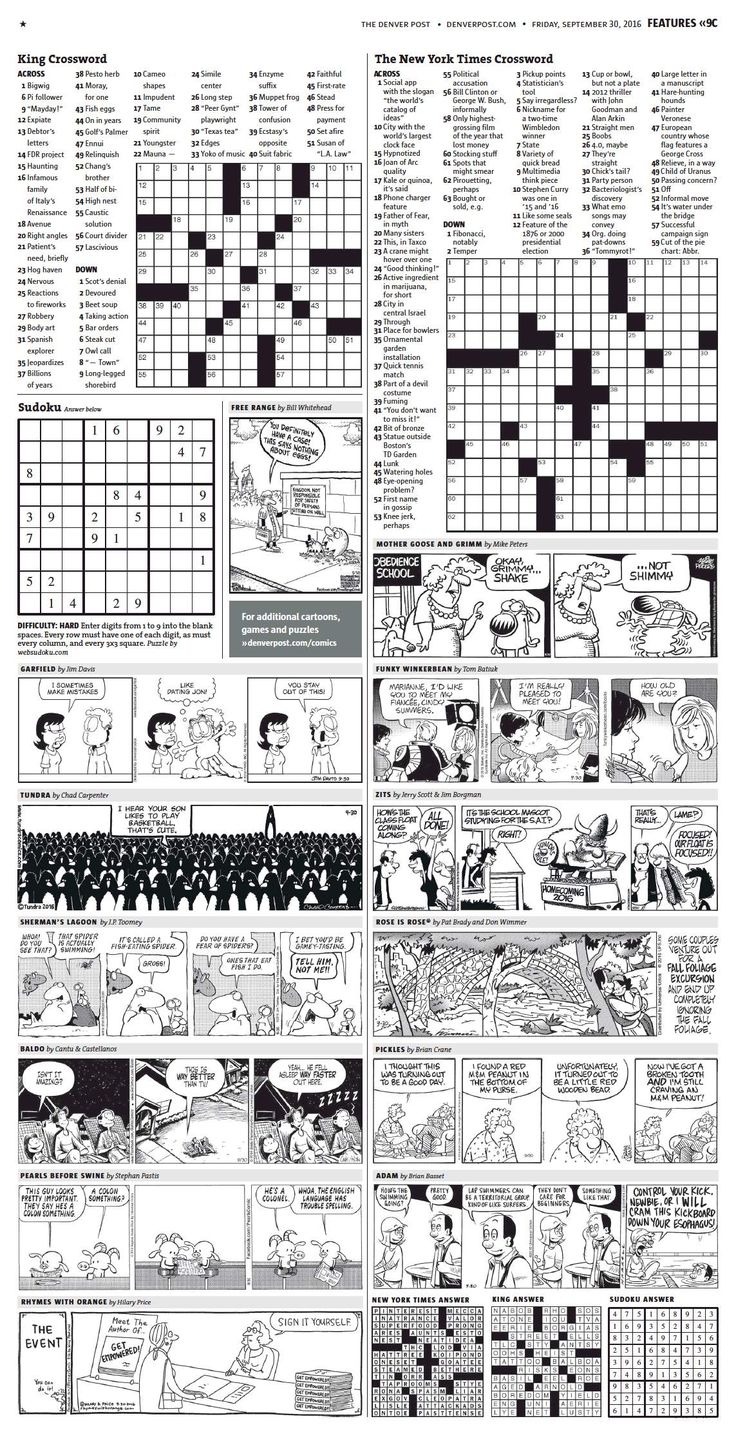 Denver Post Crossword Puzzles