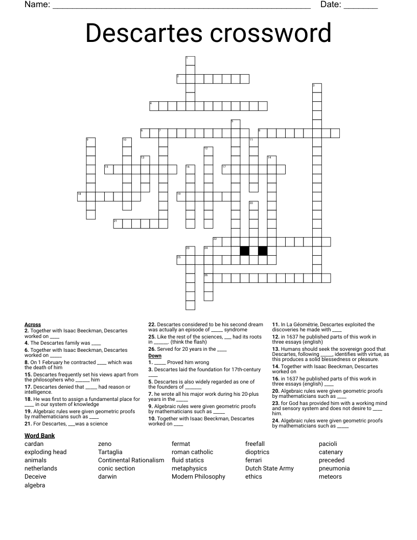 Descartes Crossword WordMint