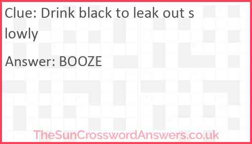 Drink Black To Leak Out Slowly Crossword Clue TheSunCrosswordAnswers 