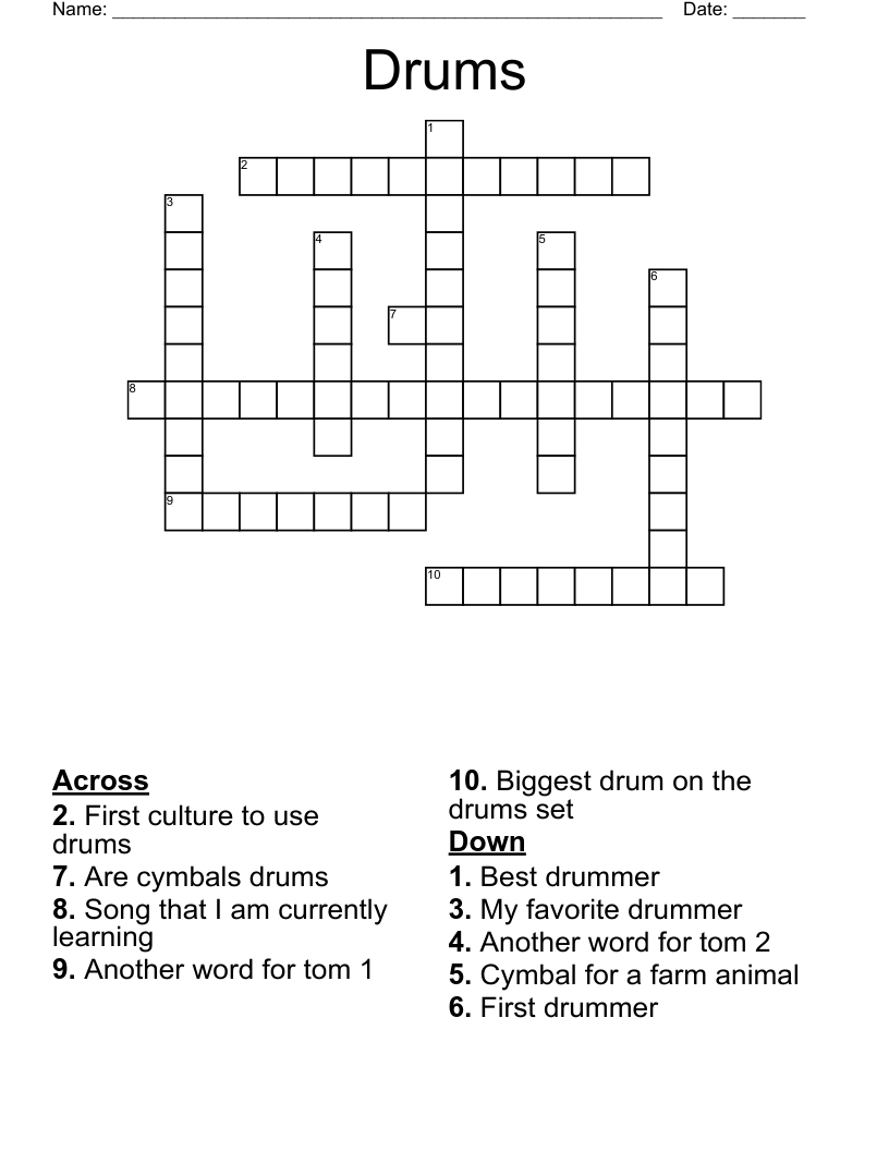 Drums Crossword WordMint