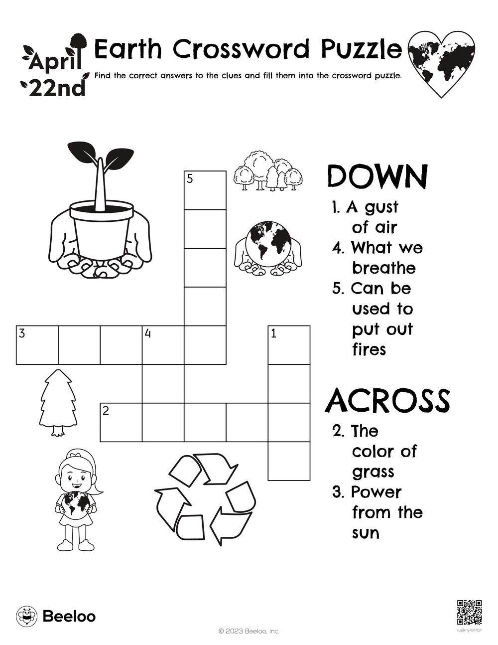 Earth Crossword Puzzle Beeloo Printable Crafts And Activities For Kids