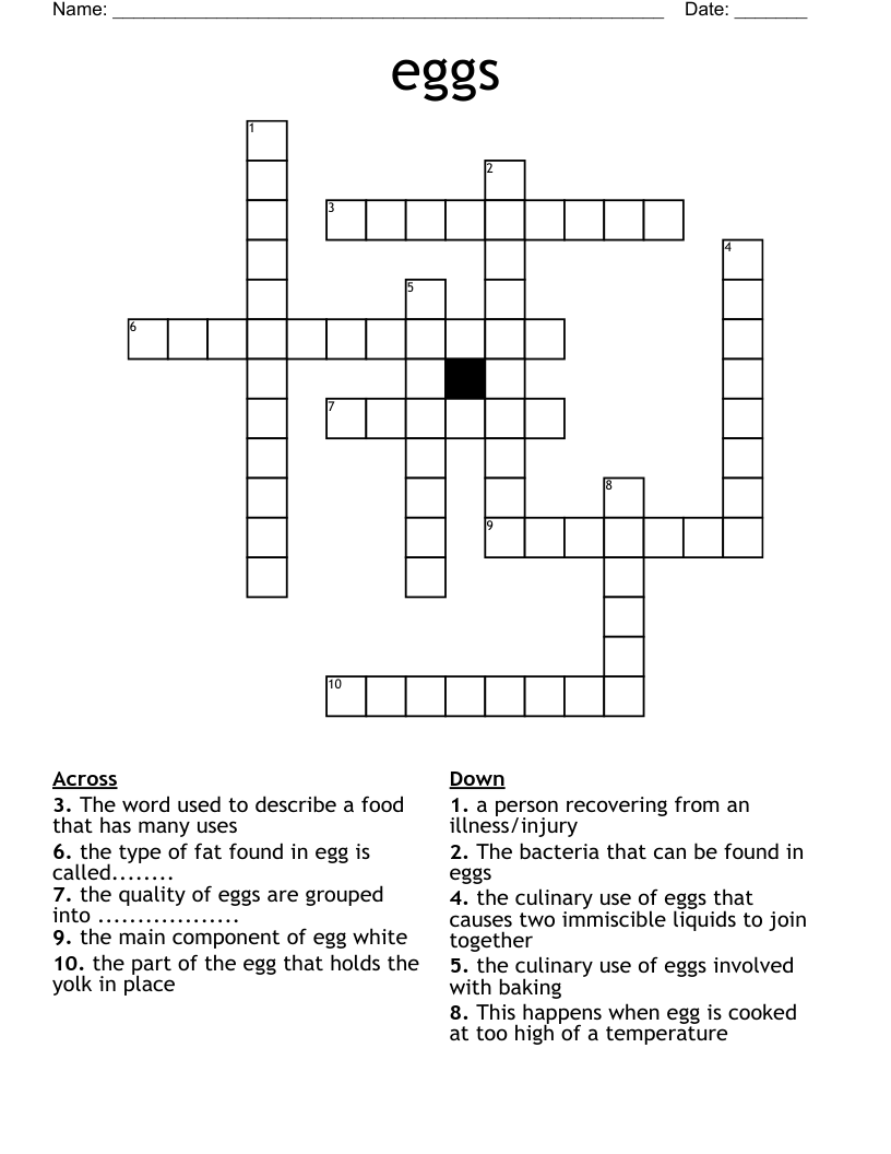 Eggs Crossword WordMint