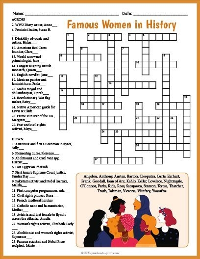 Famous Women In History Crossword Puzzle Artofit