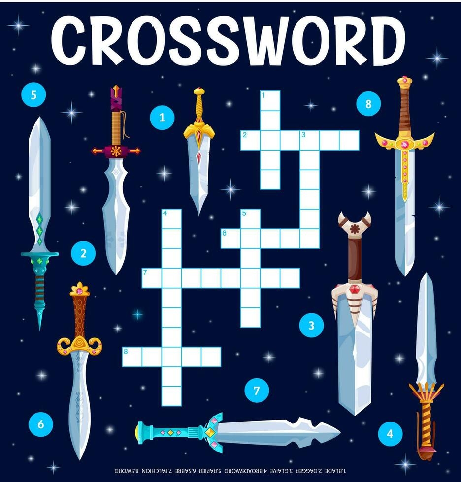 Fantasy Magic Swords Blades Crossword Puzzle 23527743 Vector Art At 