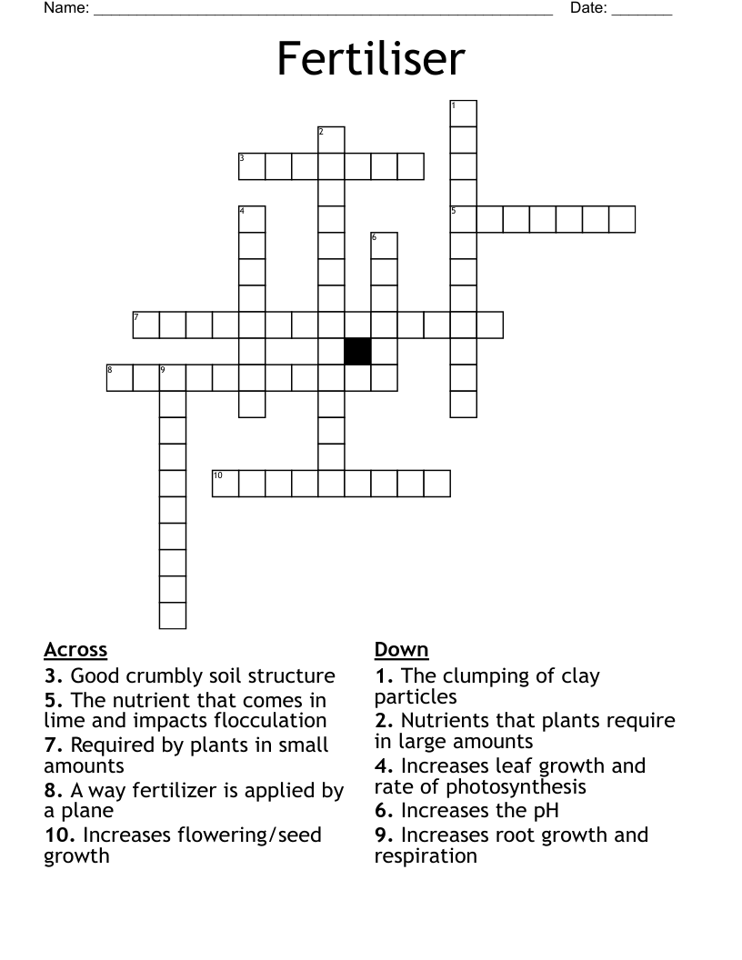 Fertiliser Crossword WordMint