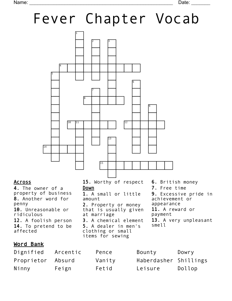 Fever And Chills Crossword