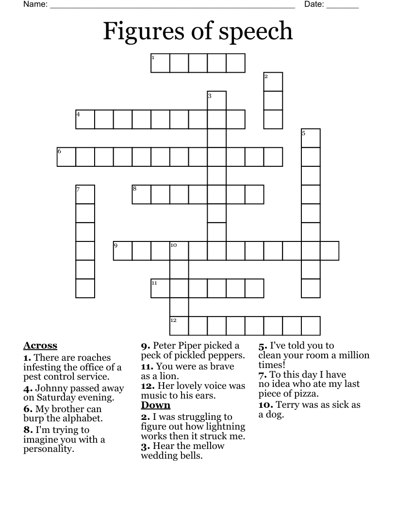 Figures Of Speech Crossword WordMint