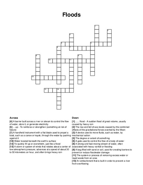 Floods Crossword Puzzle