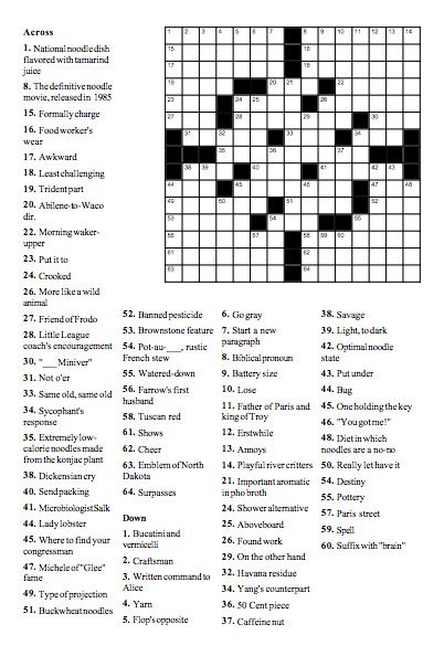 Food Crossword 11 Oodles Of Noodles