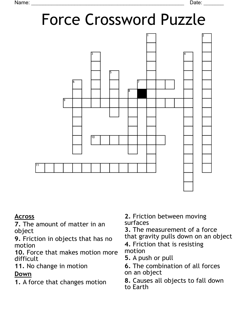 Force Crossword Puzzle WordMint