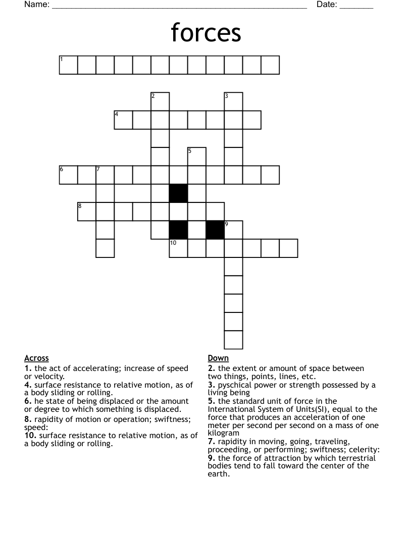 Forces Crossword WordMint