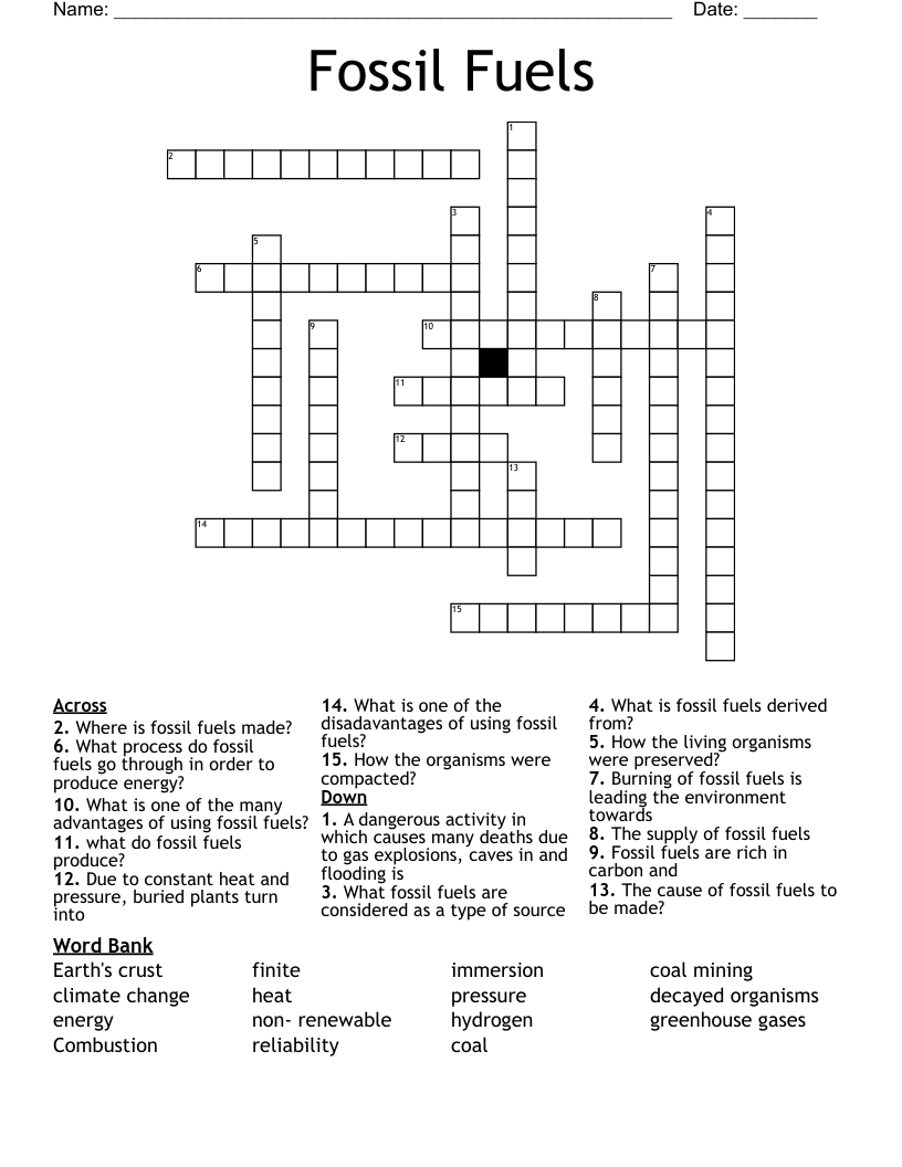Fossil Fuel Crossword Puzzle Clue OKRiddle