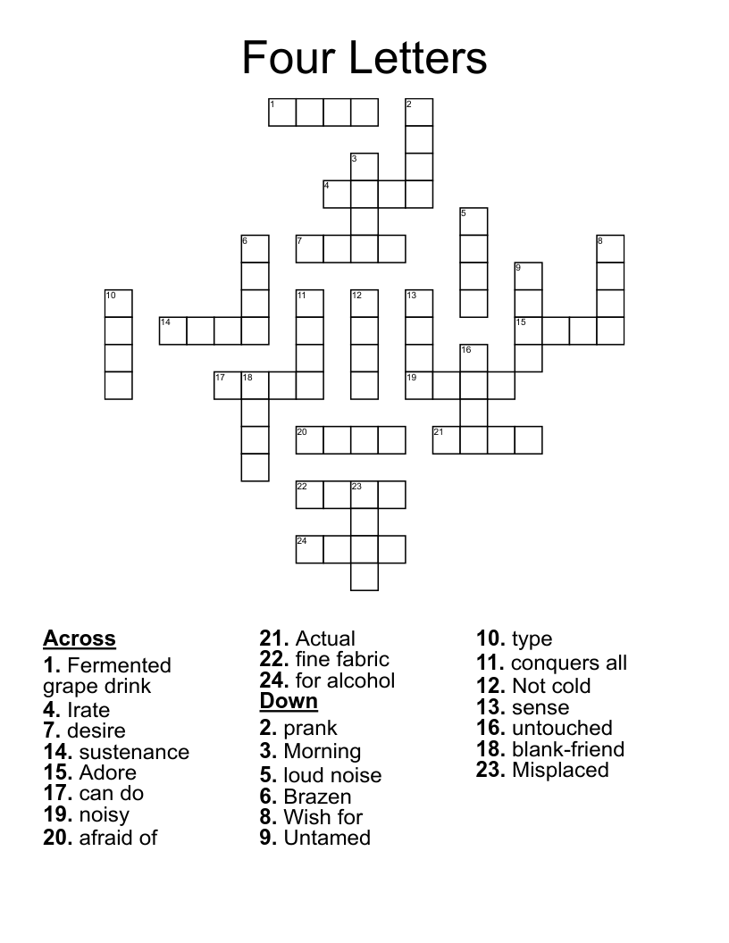 Four Letters Crossword WordMint