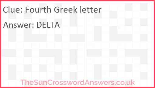 Fourth Greek Letter Crossword Clue TheSunCrosswordAnswers co uk