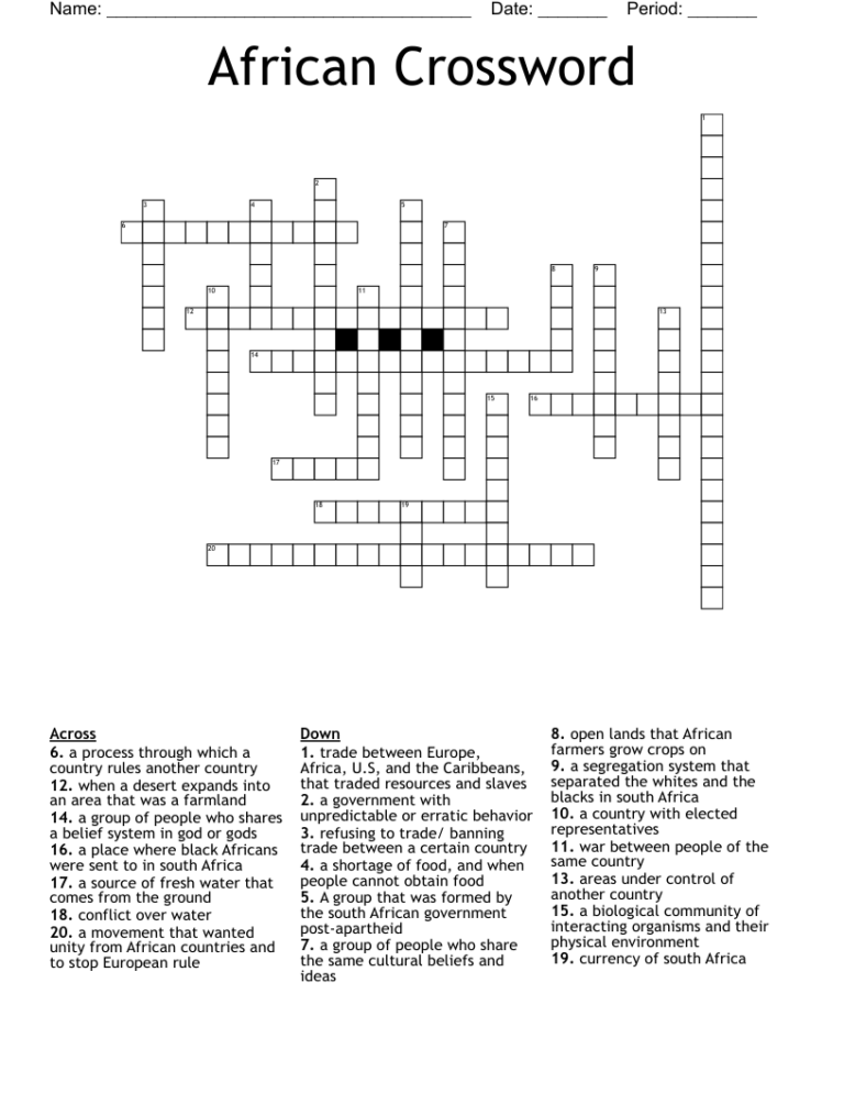 Free Easy South African Crossword Puzzles Printable S Vrogueco Free 