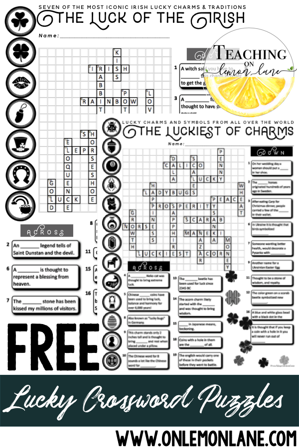 Free Luck Of The Irish Lucky Charms Around The World Crossword Puzzles