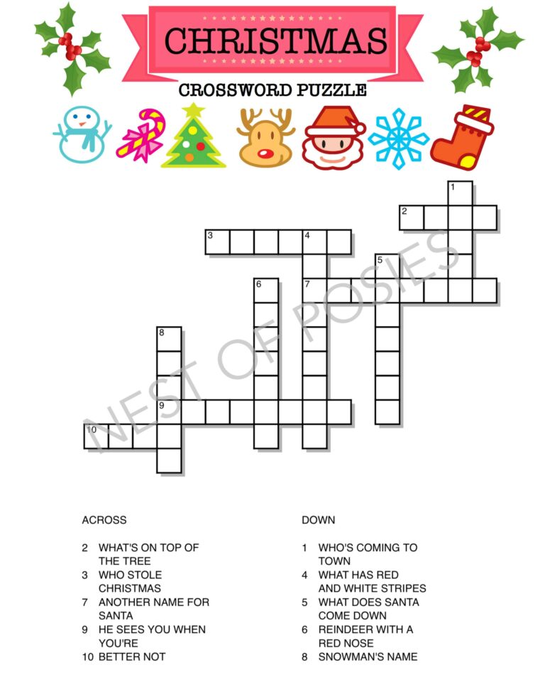 Free Printable Christmas Crossword Puzzles