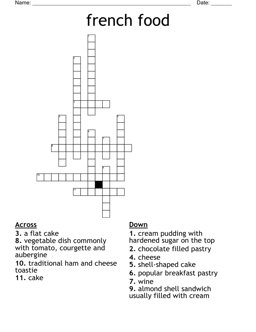 French Food Crossword WordMint