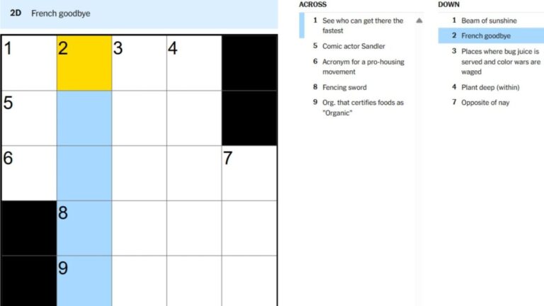  French Goodbye NYT Mini Crossword Answer And Hints