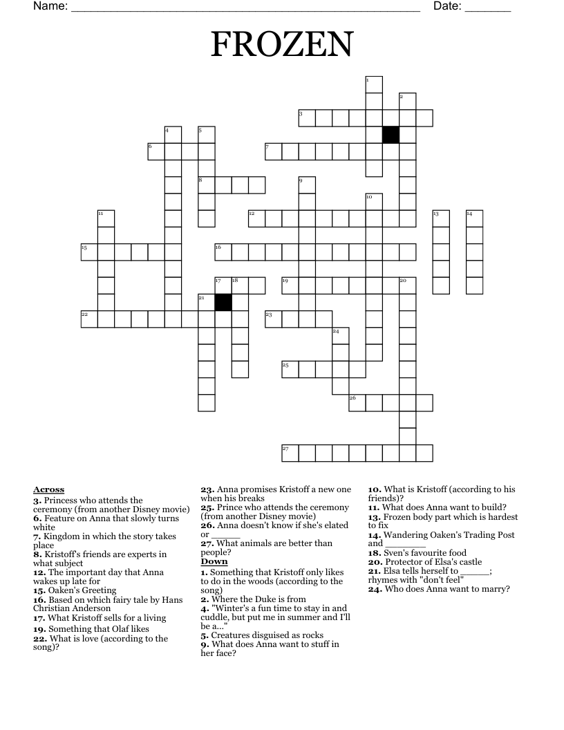 Frozen Food Brand Crossword Prntbl concejomunicipaldechinu gov co