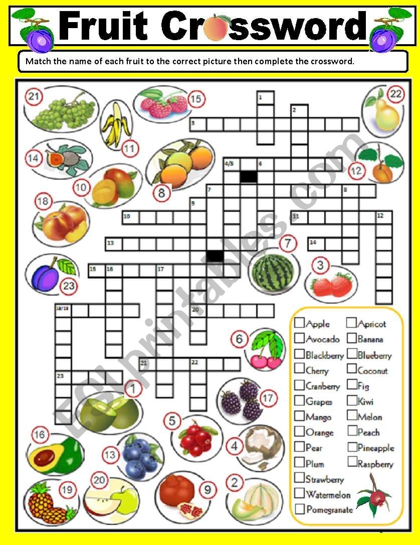 Fruit Crossword Puzzle