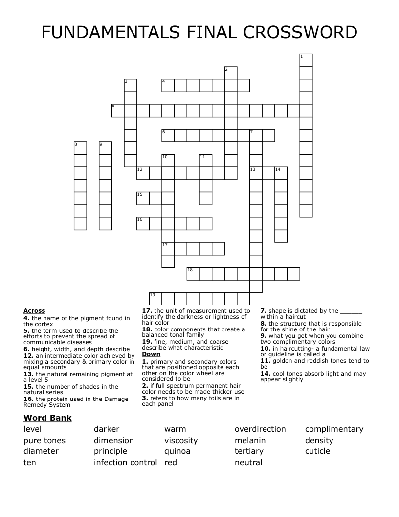FUNDAMENTALS FINAL CROSSWORD WordMint